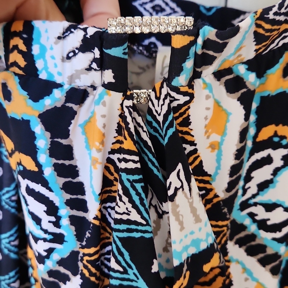 Beach Inc, Blue and Orange Patterned Onepiece Full Length Jumpsuit - Picture 4 of 6